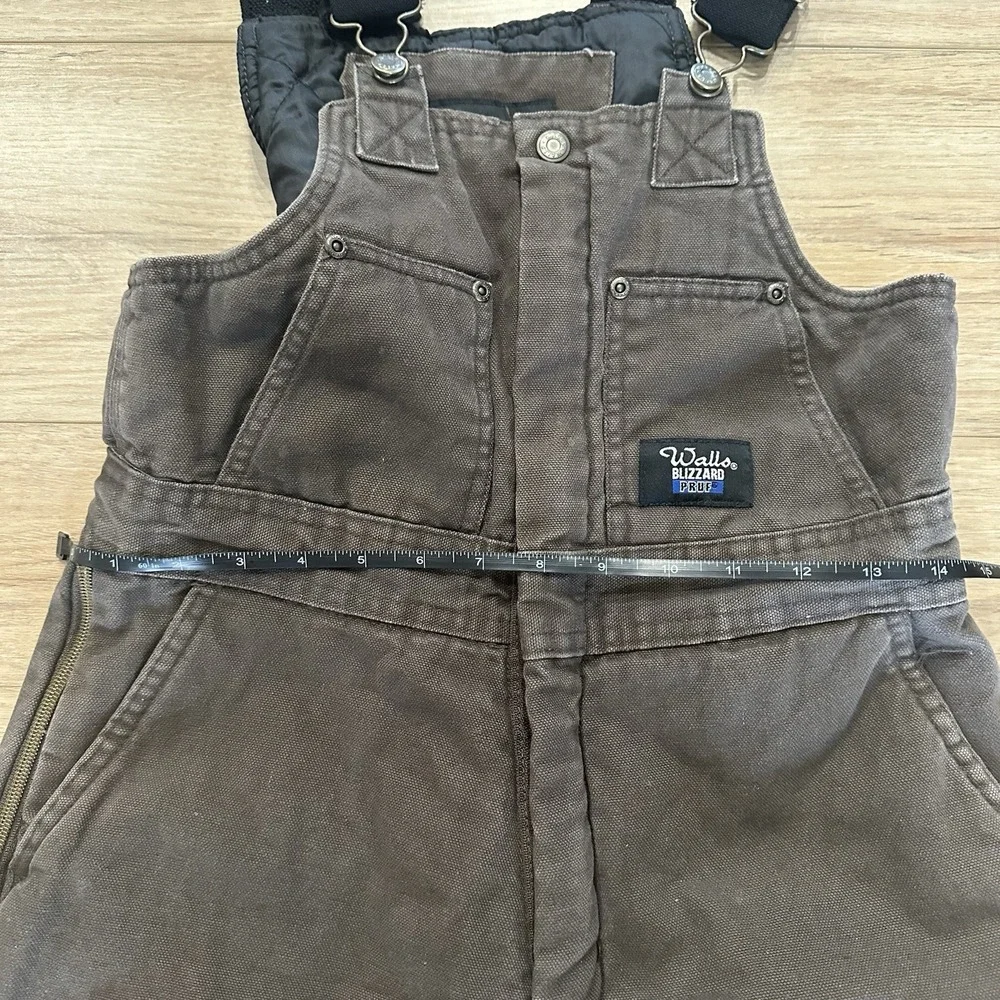 WALLS BLIZZARD Pruf Brown‎ BIB Boys Coveralls Youth Kids Large 12/14 Snow Pants